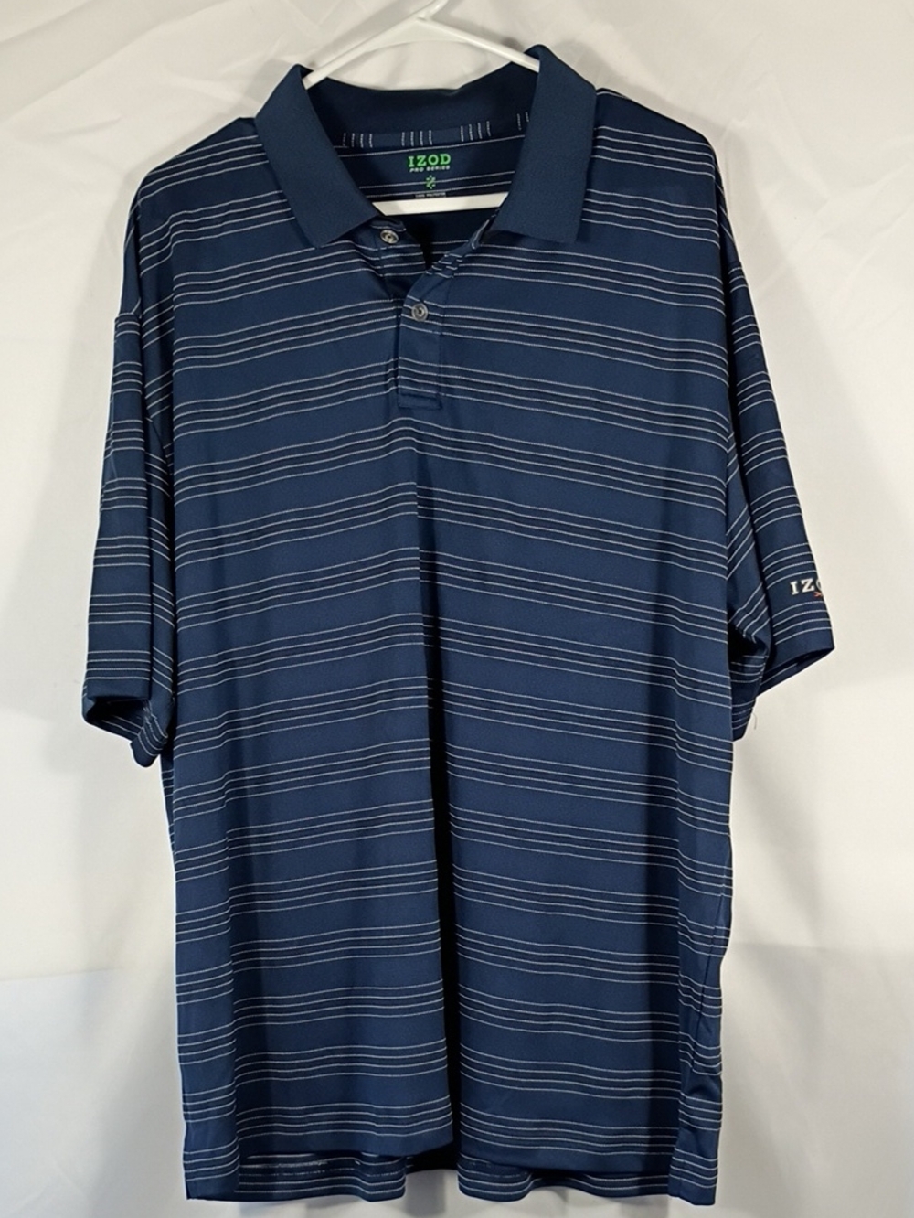 EUC IZOD Pro Series Men's Navy Striped Performance Polo Shirt Size XXL Golf
